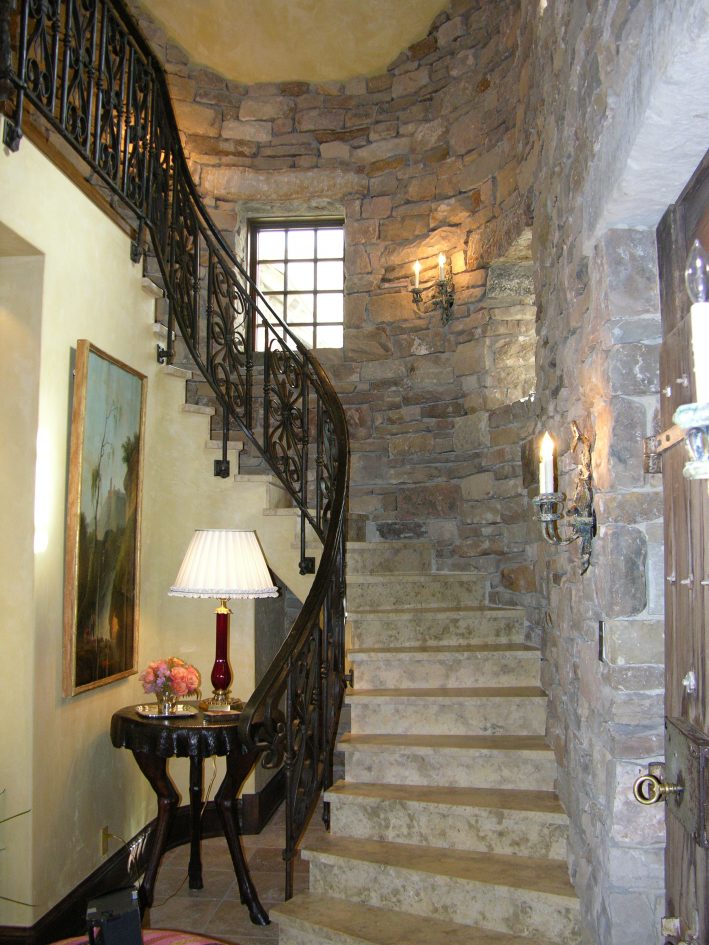 European style residence interior stairwell