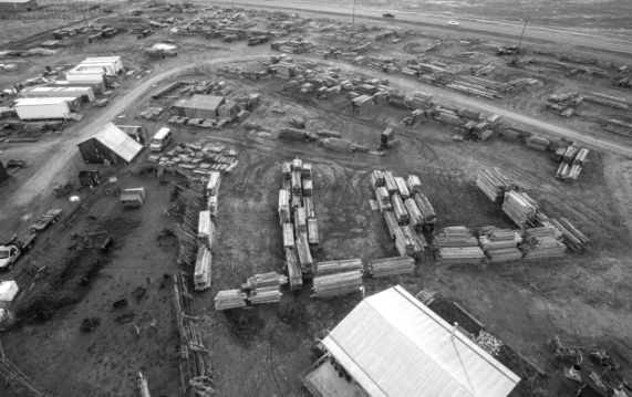 The supply yard from overhead
